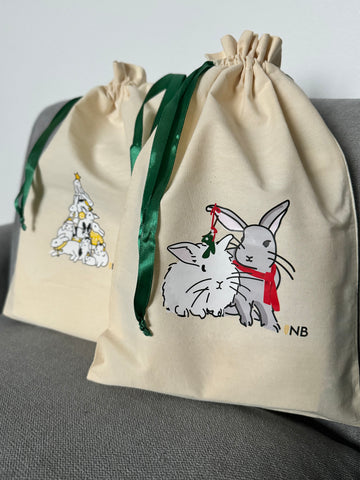 Hoppy Holidays Reusable Cloth Gift Bags