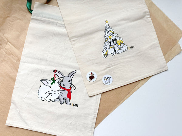 Hoppy Holidays Reusable Cloth Gift Bags